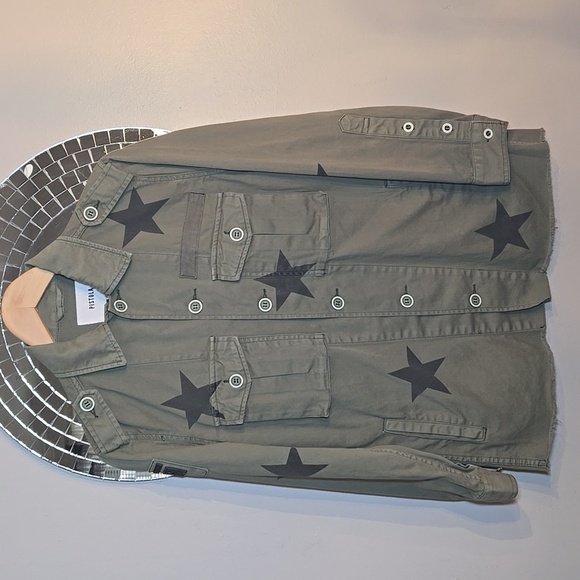 Anthropologie Pistola Camo Royal Honor Utility Military Star Shacket Jacket NWOT - Picture 5 of 16